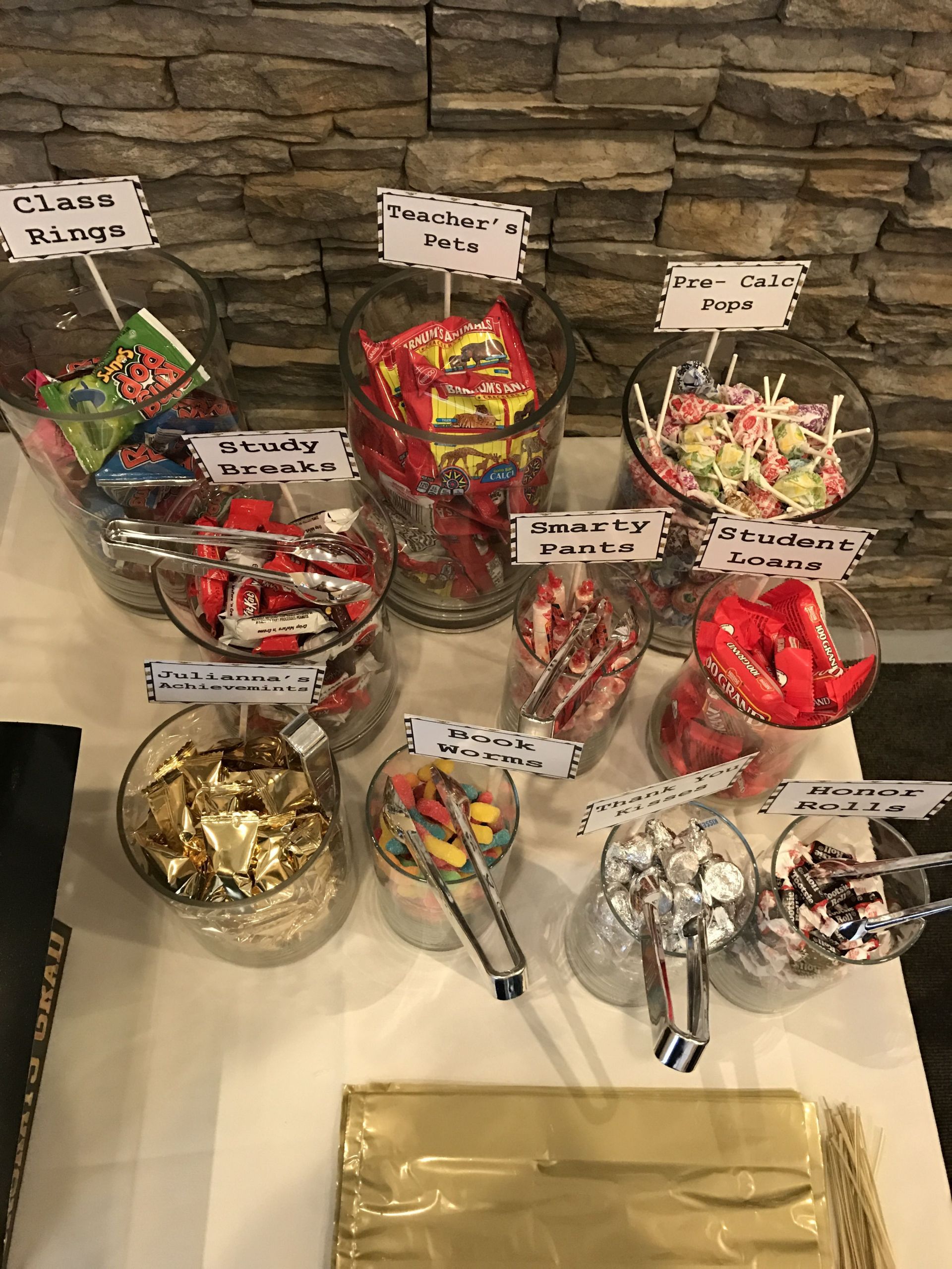 Graduation Party Candy Table Ideas
 College graduation themed candy bar Party