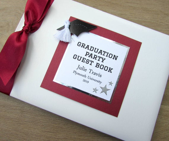 Graduation Party Gift Ideas For Guests
 Graduation Guest Book Personalised School College University