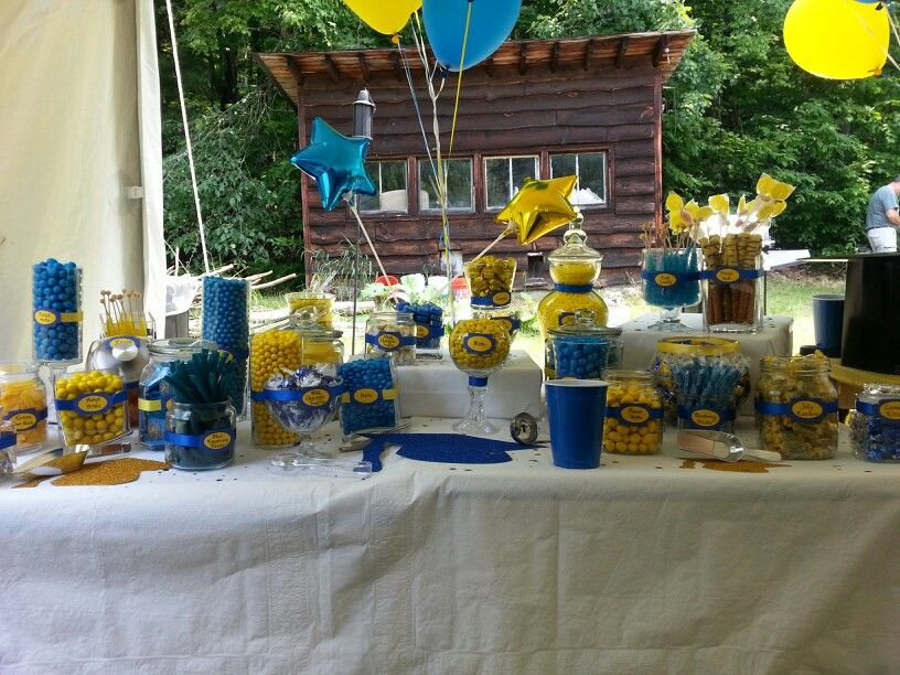 Graduation Party Ideas Blue And Gold
 Blue and yellow graduation party candy buffet So much fun