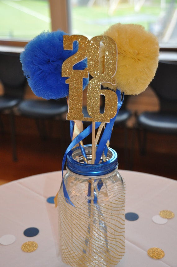 Graduation Party Ideas Blue And Gold
 Graduation Centerpiece Blue and Gold or Any High School