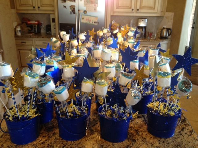 Graduation Party Ideas Blue And Gold
 Table Centerpieces for Blue & Gold ceremony