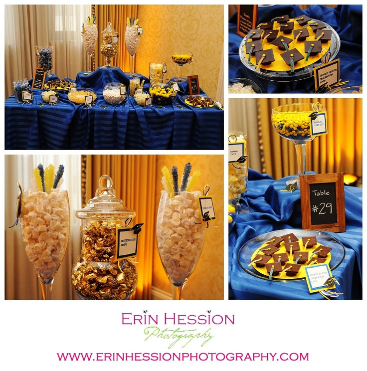 Graduation Party Ideas Blue And Gold
 Blue and Gold Graduation Candy Buffet