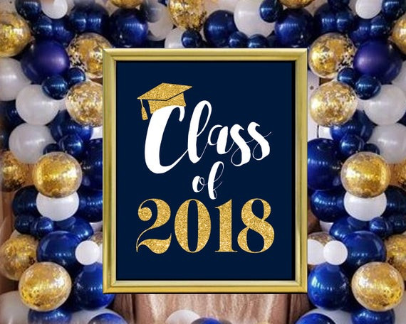 Graduation Party Ideas Blue And Gold
 Navy Blue and Gold Graduation Party class of 2018 Decorations