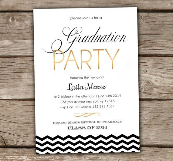 Graduation Party Invitation Wording Ideas
 Pin on CP Black White & Gold