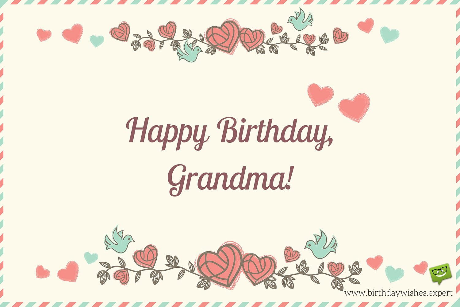 Grandma Birthday Wishes
 Happy Birthday Grandma on image of an old envelope with