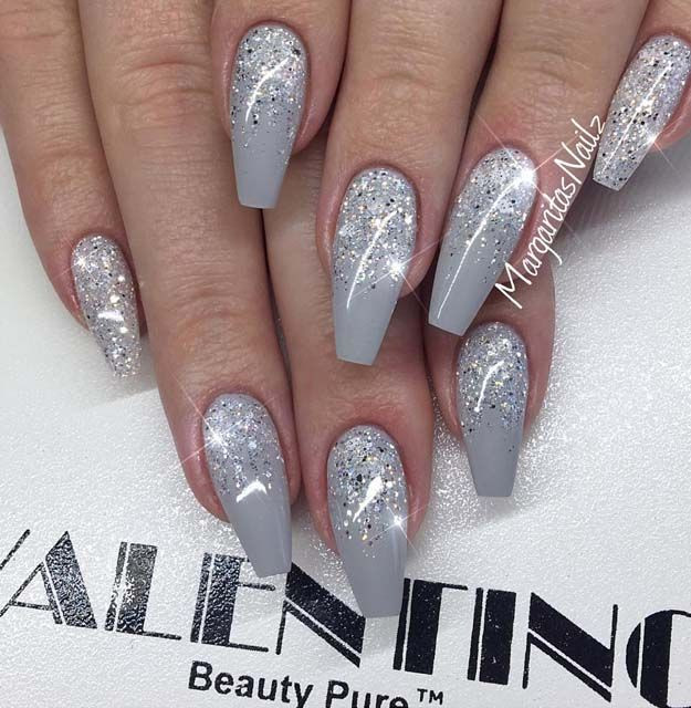 Gray Glitter Nails
 Most Popular Coffin Nail Designs To Try Yourself