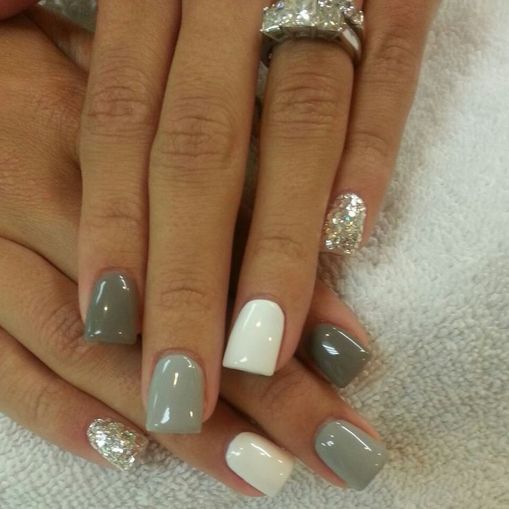 Gray Glitter Nails
 Grey And Glitter Nails s and for