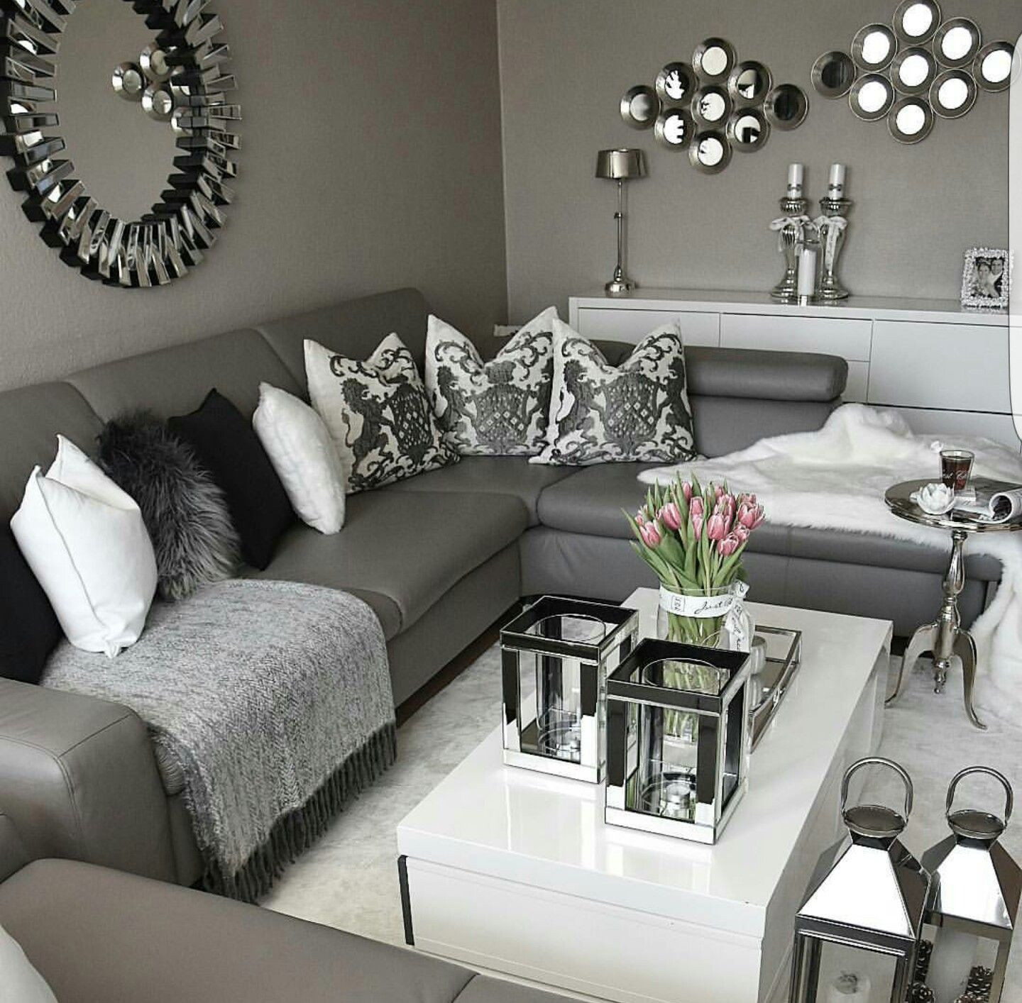 Gray Living Room Decor Ideas
 enticemedear ♔ ♡ POSH HOME in 2019