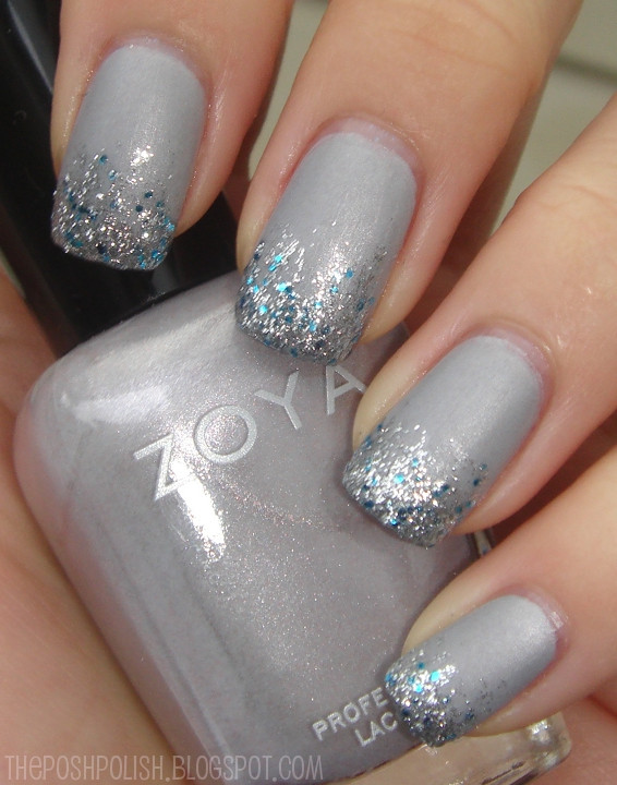 Gray Nails With Glitter
 The Posh Polish Gloomy Grey Glitter Gra nt