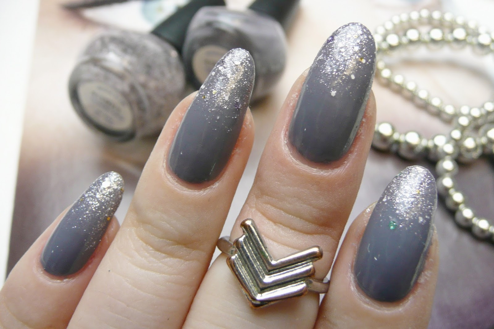 Gray Nails With Glitter
 Mani Monday Glittering Gray