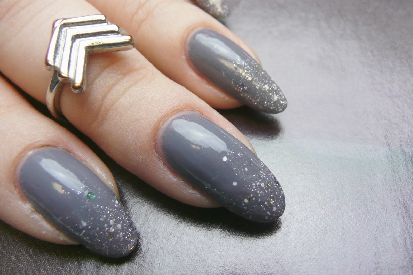 Gray Nails With Glitter
 Mani Monday Glittering Gray