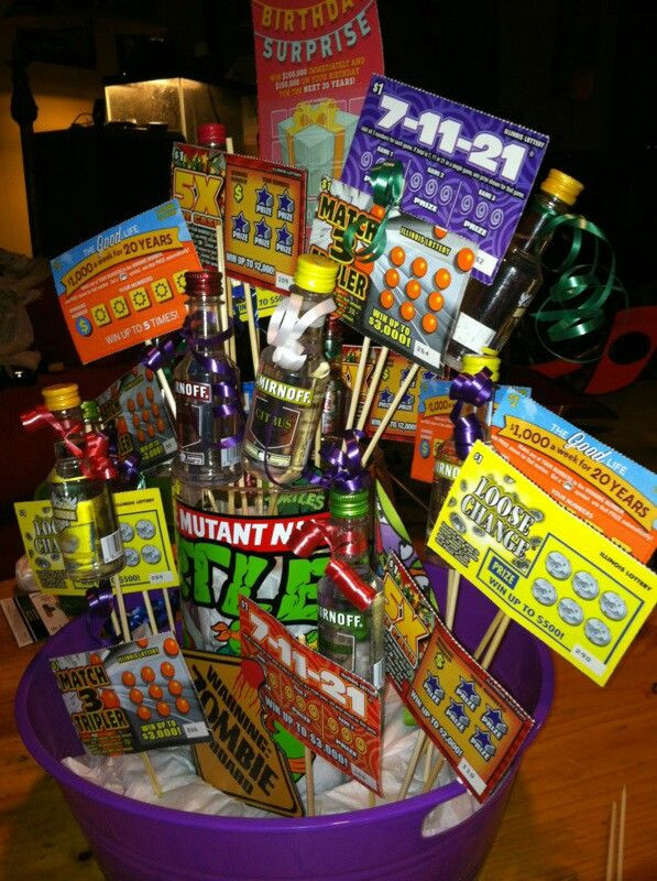Great Birthday Gifts
 Shots scratch offs and add candy great 21st birthday