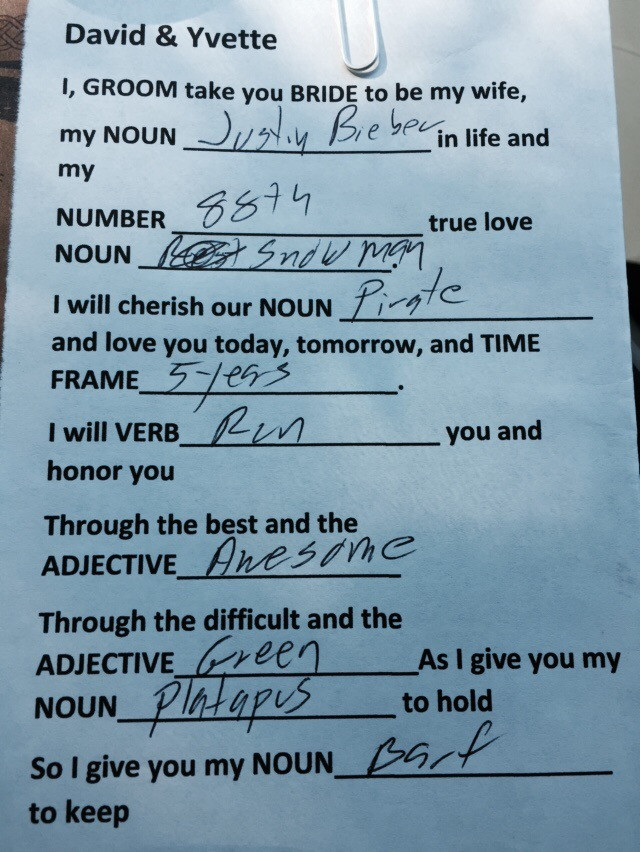 Great Wedding Vows
 Mad Lib Wedding Vows for this wonderful Brady Bunch family