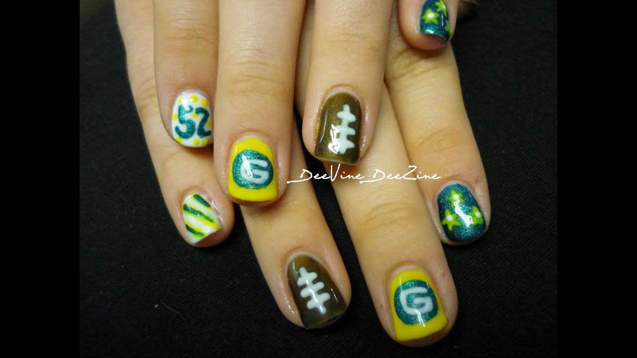 Green Bay Packer Nail Designs
 Green Bay Packers Nail Art with Sensationail