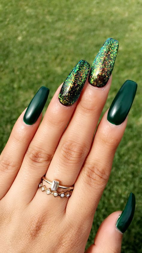 Green Glitter Nails
 20 Trending Winter Nail Colors & Design Ideas for 2019