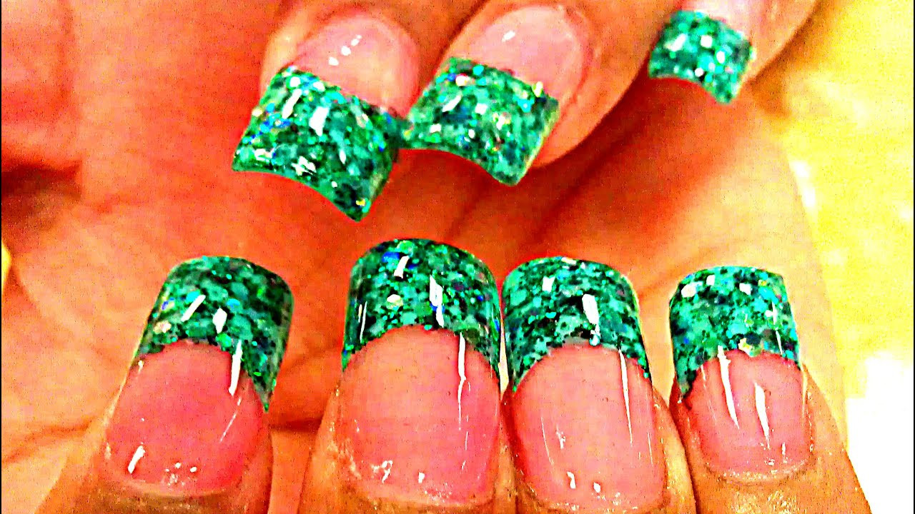 Green Glitter Nails
 HOW TO GLITTER ACRYLIC NAILS GREEN
