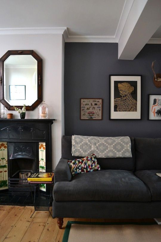 Grey Accent Wall Living Room
 Sue & Graeme’s Eclectic Victorian Townhouse
