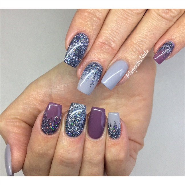 Grey Glitter Nails
 Grey Nails With Glitter Ombré Nail Art Gallery