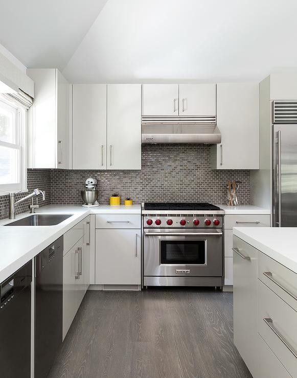 Grey Kitchen Floor
 White Kitchen With Gray Floor Tiles Design Ideas
