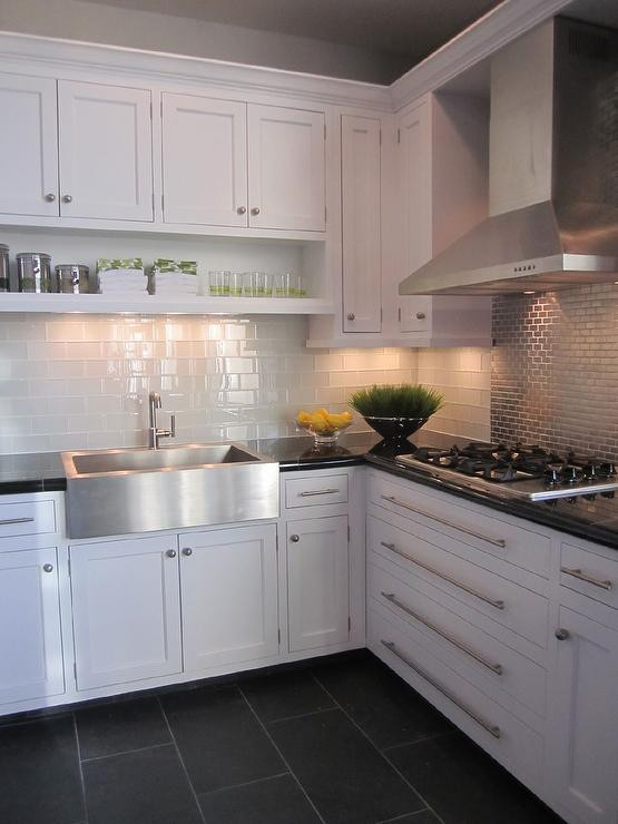 Grey Kitchen Tile
 Charcoal Slate Tile Transitional kitchen
