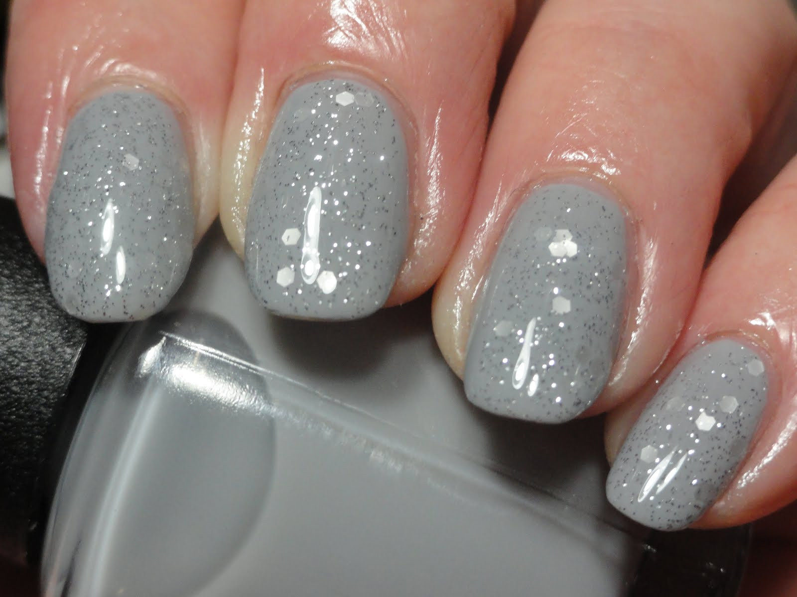 Grey Nails With Glitter
 Canadian Nail Fanatic Gray Glitter Stamped Nails