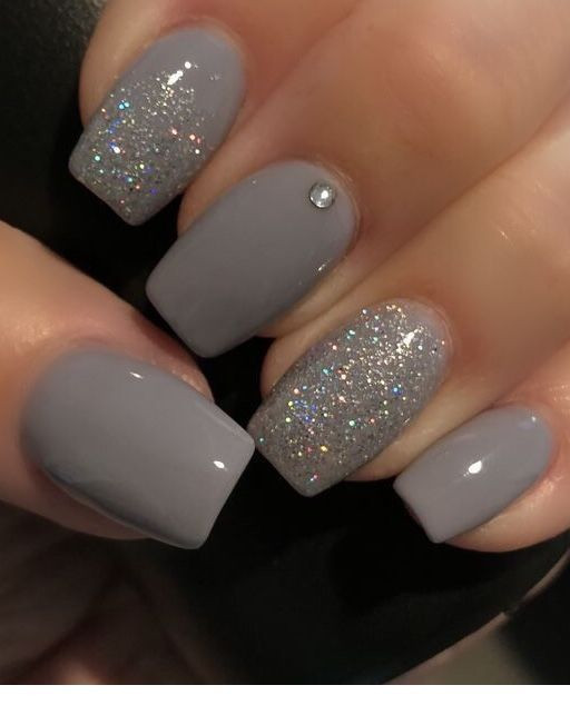 Grey Nails With Glitter
 Nice grey nails with glitter