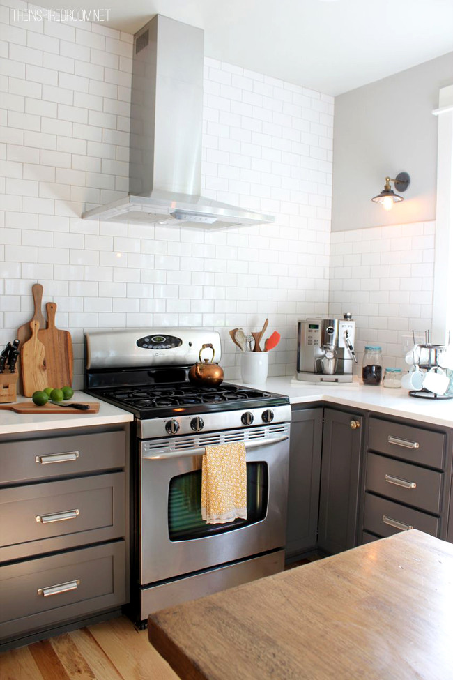 Grey Subway Tile Kitchen
 Kitchen Remodel Before & After Reveal The Inspired Room