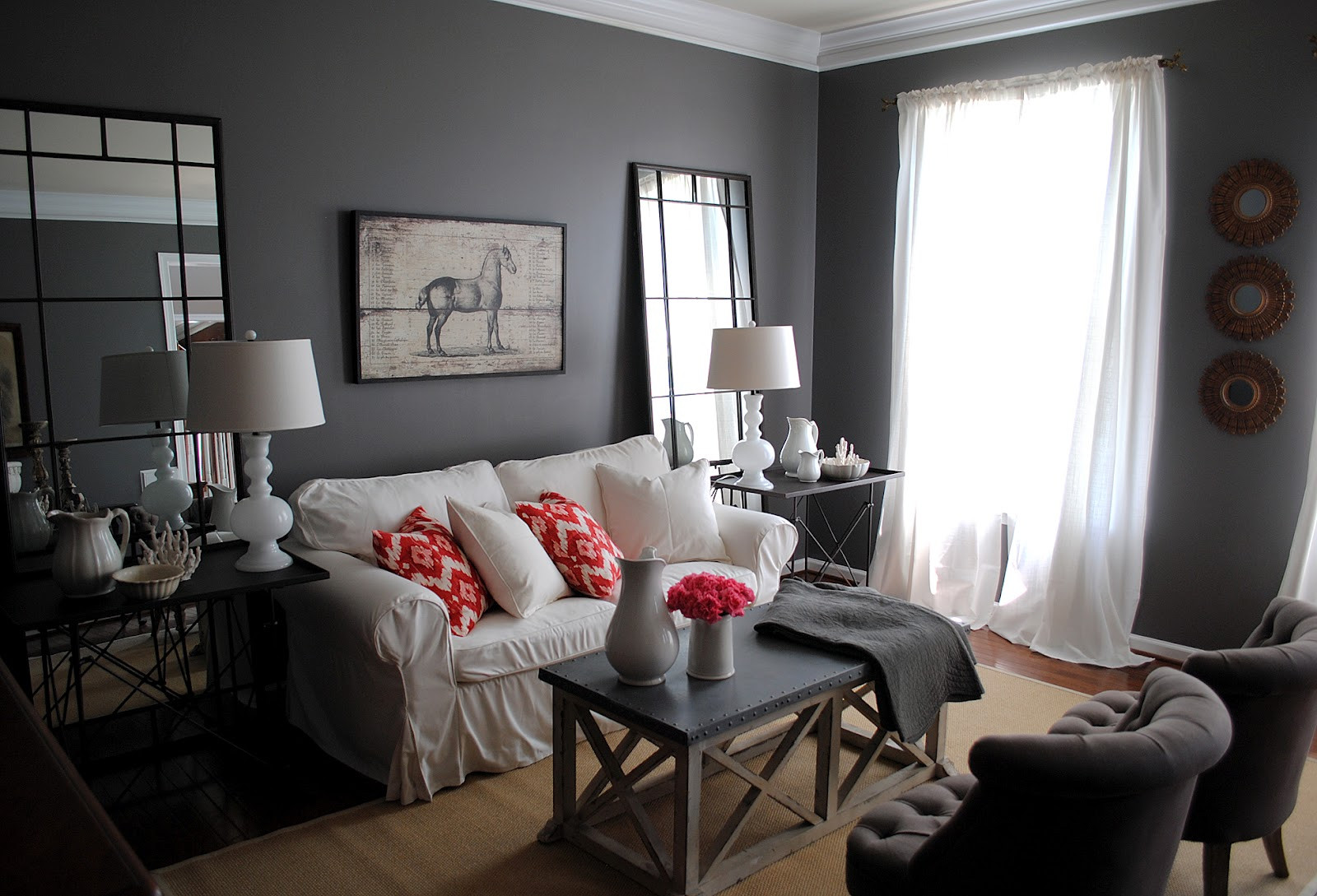 Grey Wall Living Room
 My Living Room The Big Reveal & Huge Giveaway The