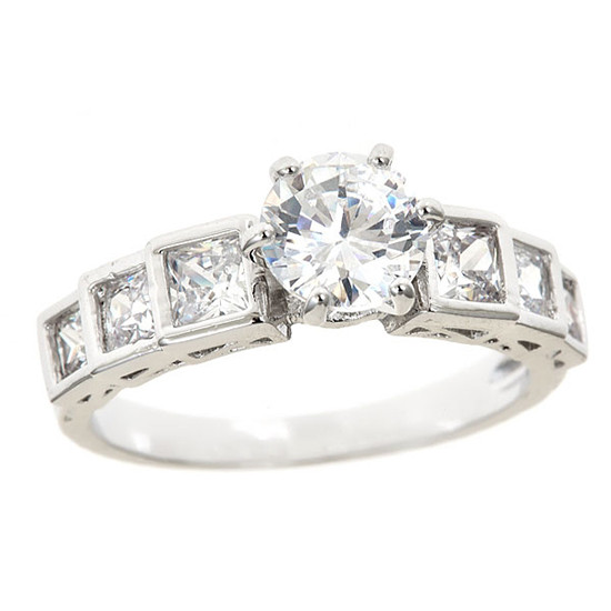 Groupon Wedding Rings
 18K White Gold Plated Engagement Rings