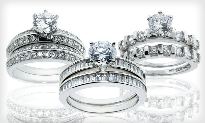 Groupon Wedding Rings
 CZ Wedding Ring Sets
