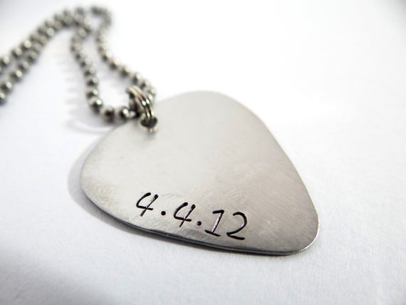 Guitar Necklace For Guys
 Men s Jewelry Guitar Pick Necklace with Date Gifts for