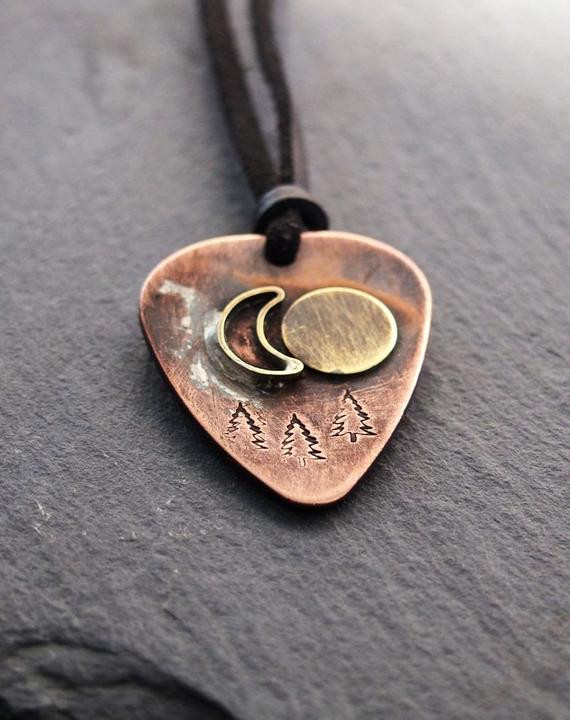 Guitar Necklace For Guys
 Items similar to Personalized guitar pick necklace Mens
