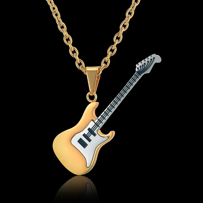 Guitar Necklace For Guys
 Bass Guitar Necklace Pendant For Men Women Lover Gift Gold