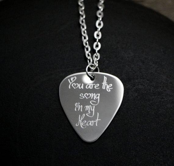 Guitar Necklace For Guys
 SALE Personalized Guitar Pick Necklace Mens by BellozziDesigns