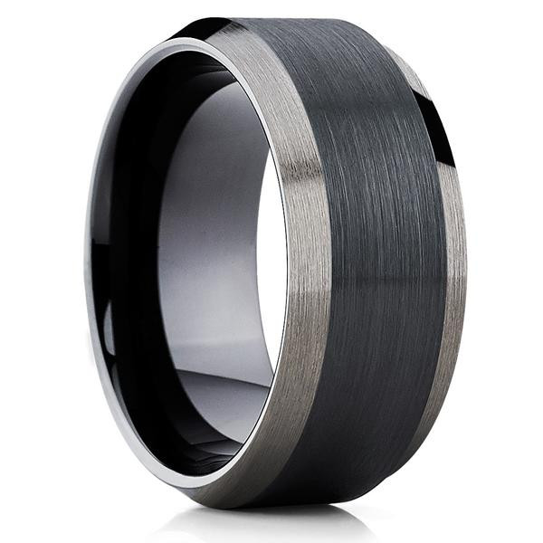 Gunmetal Wedding Rings
 10mm Black Tungsten Wedding Band Gray Wedding Band