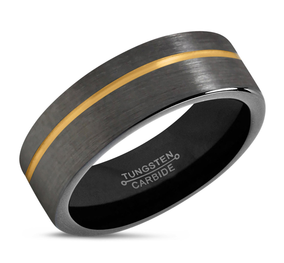 Gunmetal Wedding Rings
 Gold Wedding Band Brushed Tungsten Ring Gunmetal