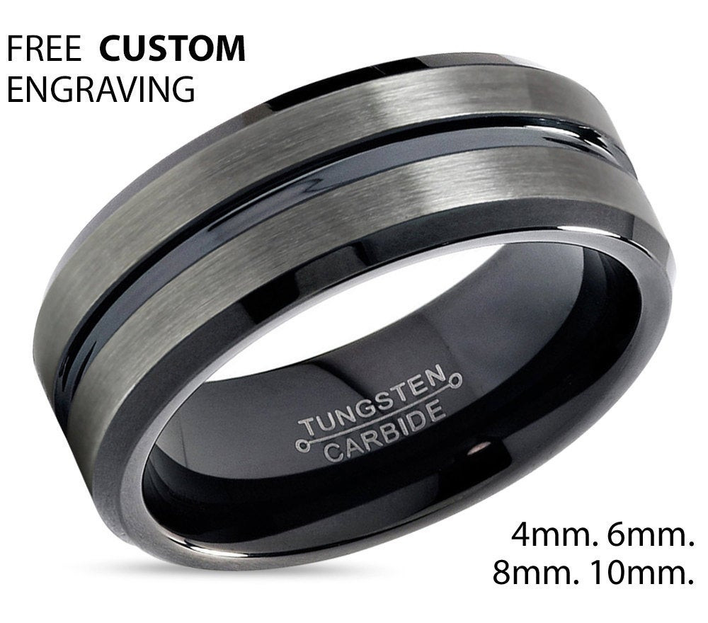 Gunmetal Wedding Rings
 GUNMETAL Tungsten Ring Black Wedding Band Ring by