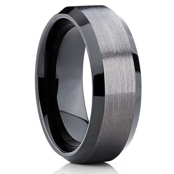 Gunmetal Wedding Rings
 10mm Black Tungsten Wedding Band Gray Wedding Band