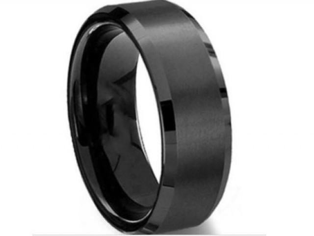 Gunmetal Wedding Rings
 Men s 8mm Tungsten Carbide BLACK Wedding Band Engagement