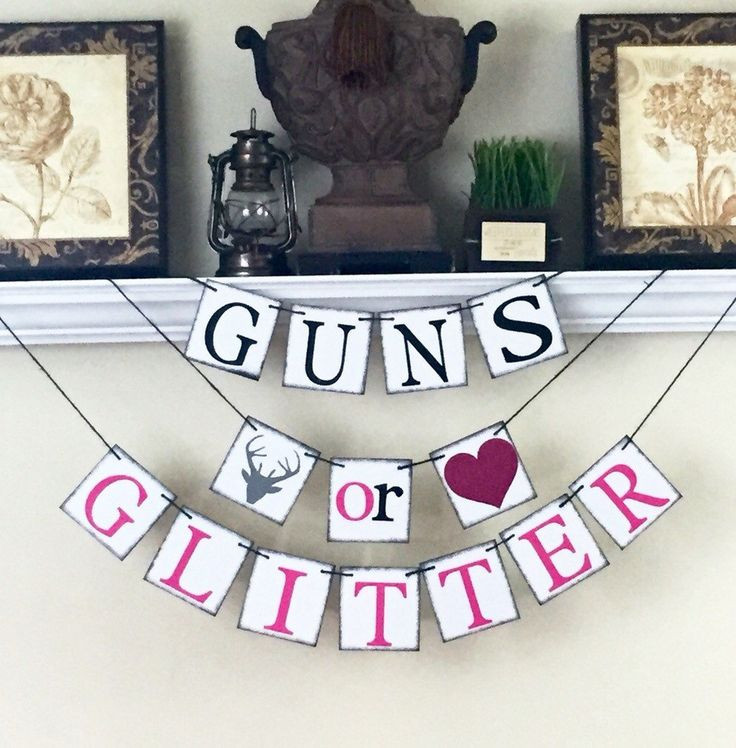 Guns And Glitter Gender Reveal Party Ideas
 Guns or Glitter Banner Gender Reveal banner Baby Shower