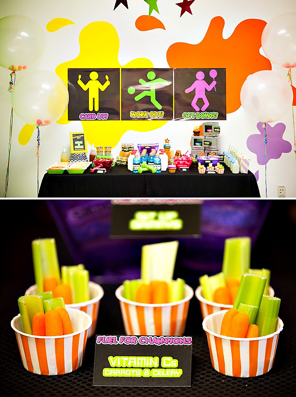 Gym Birthday Party Ideas
 80 s Neon Inspired "Work it Out" Theme Birthday Party