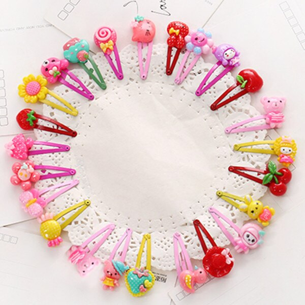 Hair Clips Kids
 10 Pcs lot Cartoon Beads Candy Color Hair Clips & Ropes
