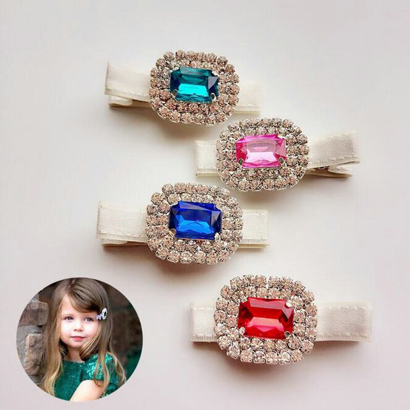 Hair Clips Kids
 High end boutique Kids girls Gemstone hair clips colorful