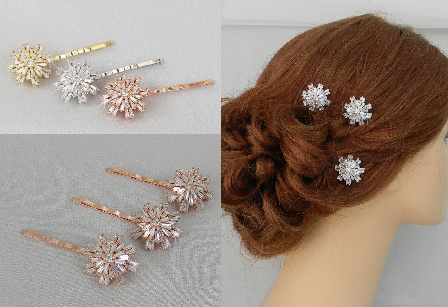 Hair Pins
 Bridal Hair pins Wedding Hair clip Gold Rose by CrystalAvenues
