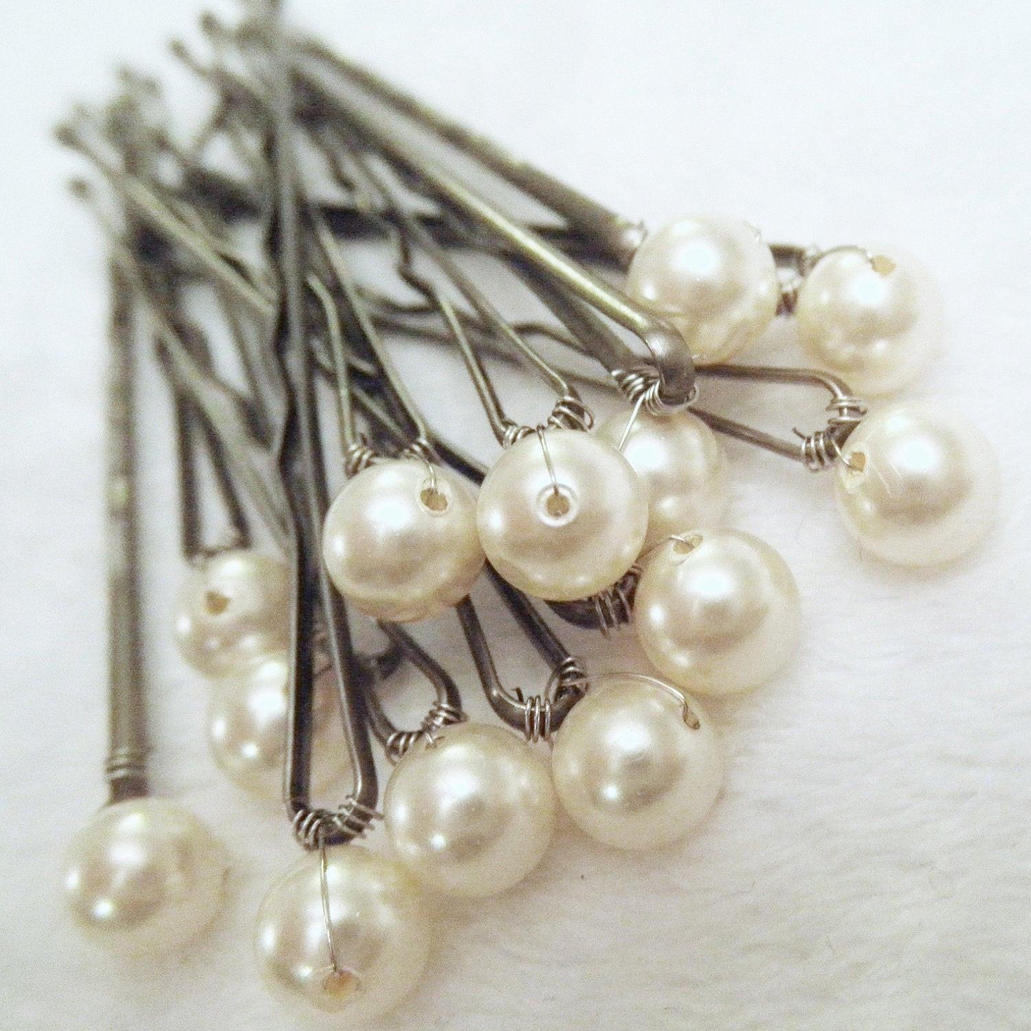 Hair Pins
 Pearl Hair Pins Ivory set of 12 Bridal bobby pins Also in