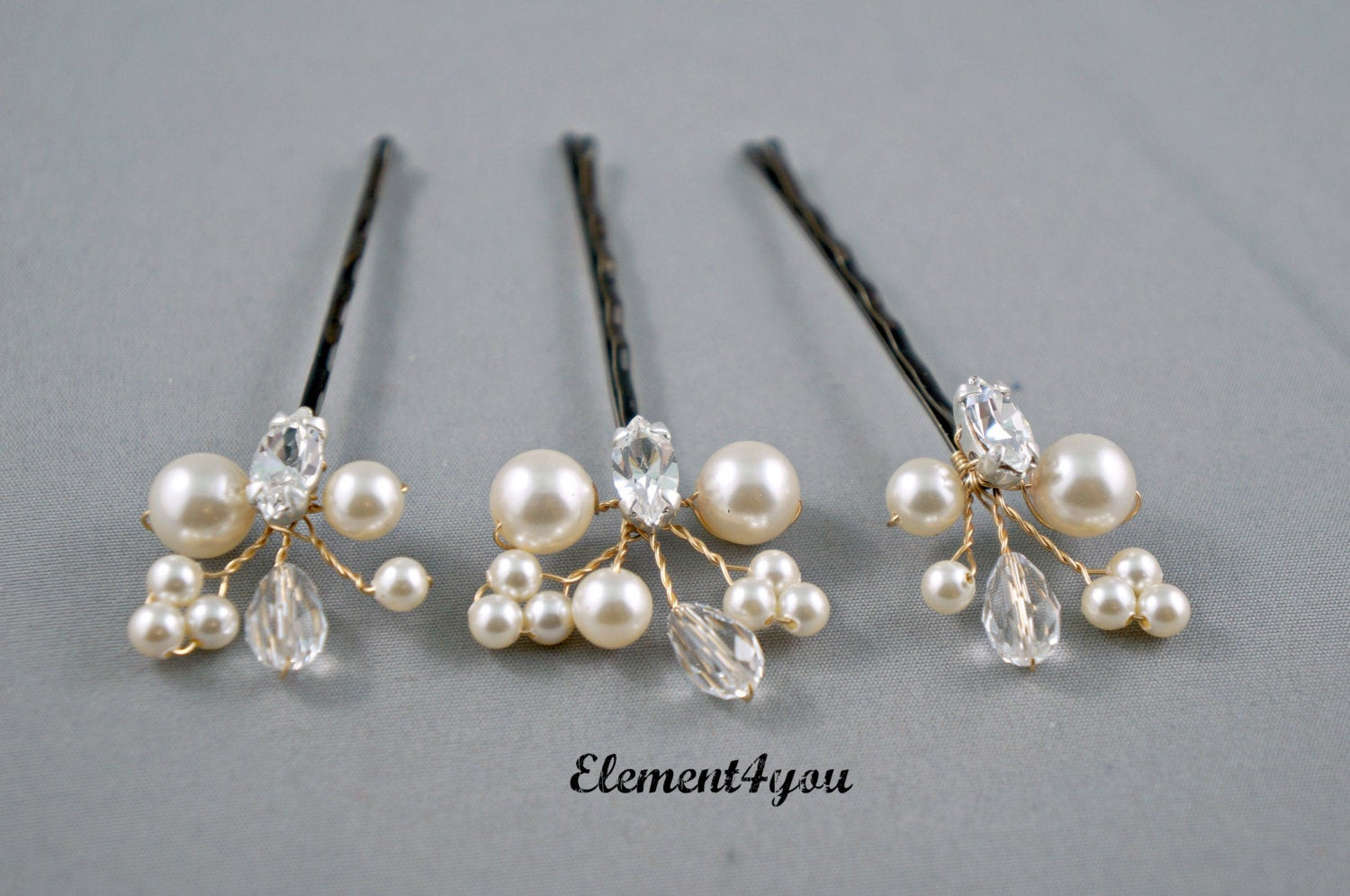 Hair Pins
 Pearl Hair Clips Bridal Hair Pins Wedding Hair by Element4you