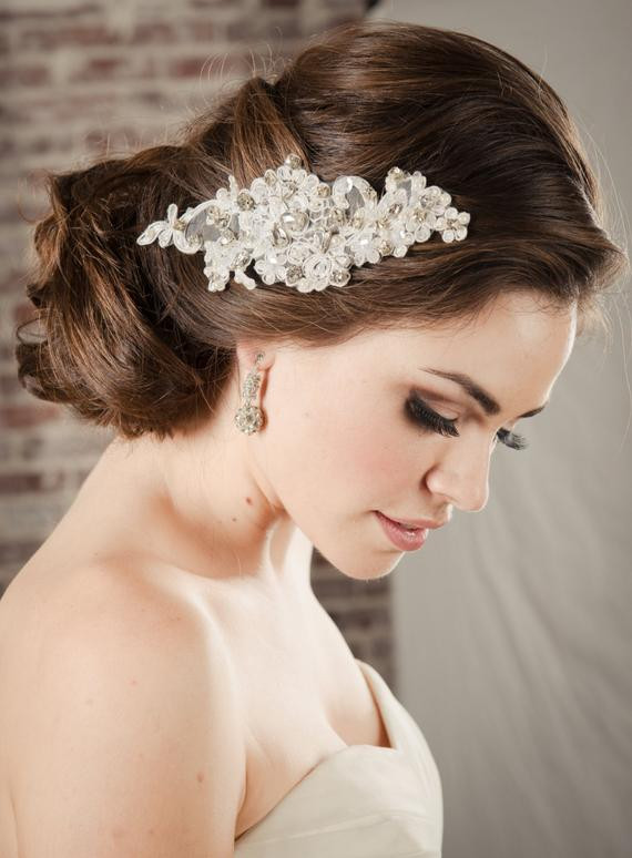 Hairstyle Ideas For Brides
 Hair Accessories Bridal Lace b Pearl & Rhinestone