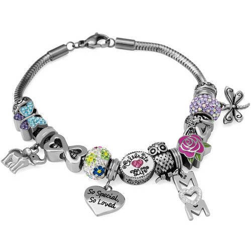 Hallmark Bracelet Charms
 Connections from Hallmark Crystal Stainless Steel Mom
