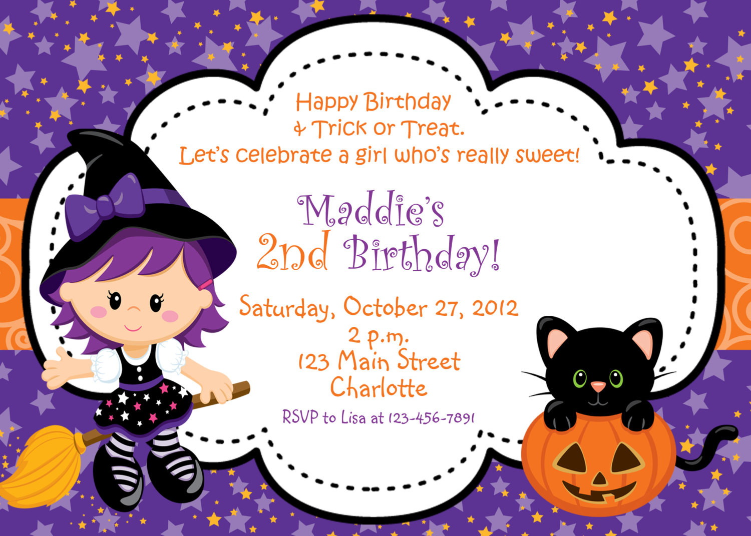 Halloween Birthday Invitations
 Halloween party invitation witch halloween birthday party