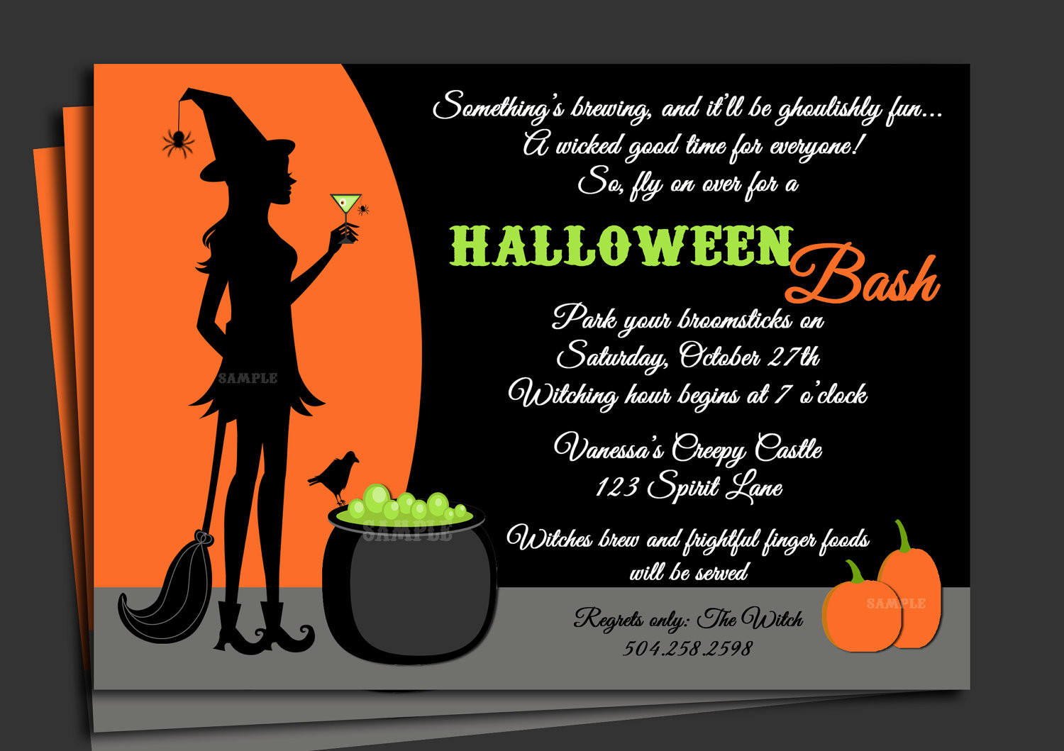 Halloween Birthday Invitations
 Halloween Invitation Printable with FREE SHIPPING Cocktails